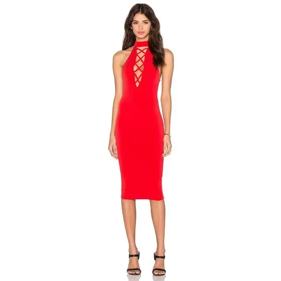 fitted lace wedding dress Nookie Lene Lace Maxi in Red – TrenLend main image 1